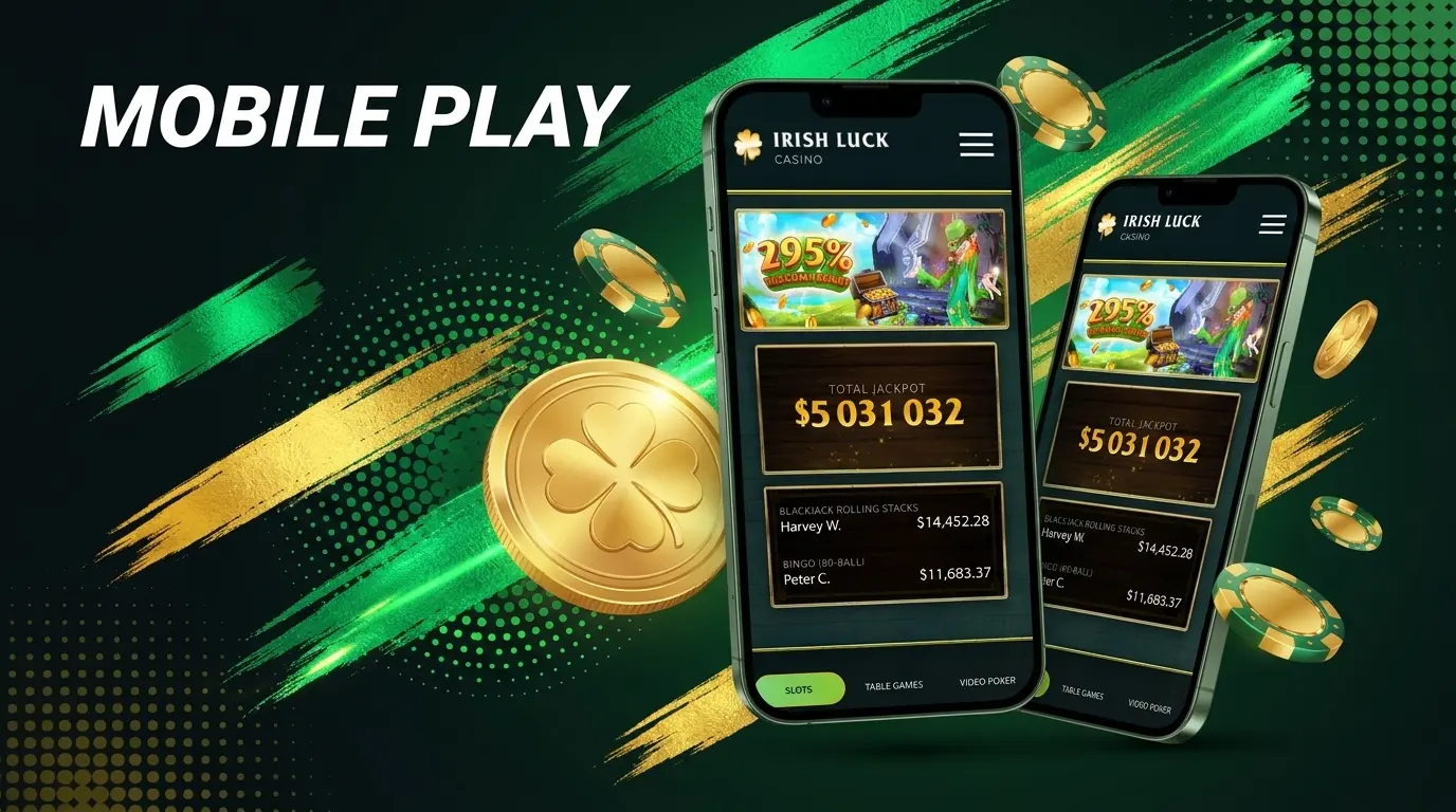 Irish Luck casino on two smartphones