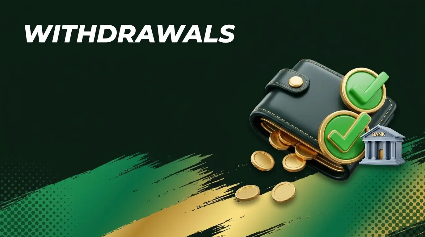 Withdrawals banner with wallet and gold coins