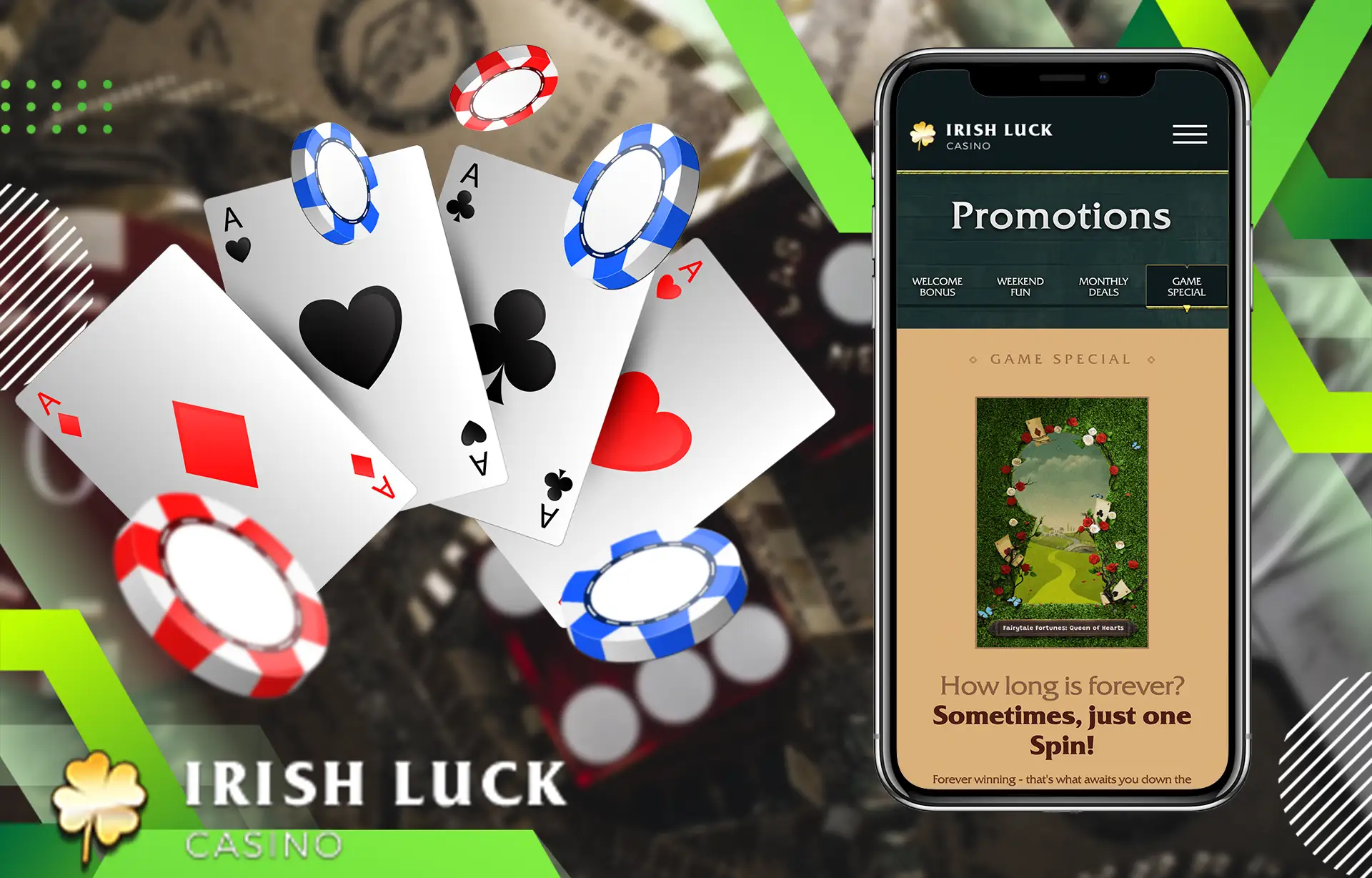 Extend your welcome bonus get $4,500 at IrishLuck Casino.